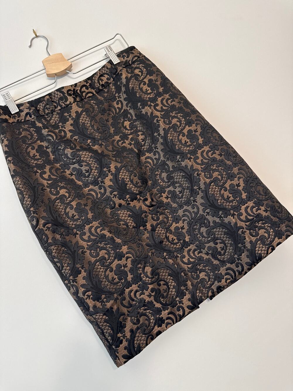 Worthington Brocade Pencil Skirt Black Gold Sz 12